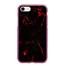 Чехол iPhone 7/8 матовый Прожилки магмы, цвет: 3D-малиновый