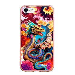 Чехол iPhone 7/8 матовый Japan dragon - irezumi - tattoo - art, цвет: 3D-светло-розовый