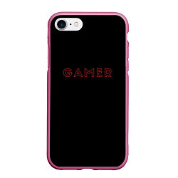 Чехол iPhone 7/8 матовый Красная надпись gamer, цвет: 3D-малиновый