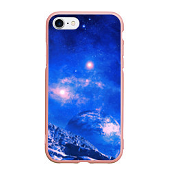 Чехол iPhone 7/8 матовый Бескрайний космос, цвет: 3D-светло-розовый