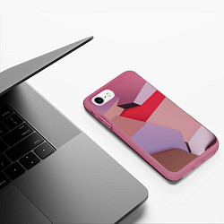 Чехол iPhone 7/8 матовый Розовое абстрактное множество кубов, цвет: 3D-малиновый — фото 2
