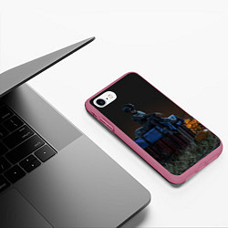 Чехол iPhone 7/8 матовый PUBG drop, цвет: 3D-малиновый — фото 2