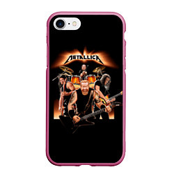 Чехол iPhone 7/8 матовый Metallica - метал-группа, цвет: 3D-малиновый