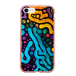 Чехол iPhone 7/8 матовый Цветные микроорганизмы, цвет: 3D-светло-розовый