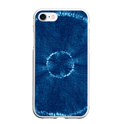 Чехол iPhone 7/8 матовый Синий круг тай-дай, цвет: 3D-белый