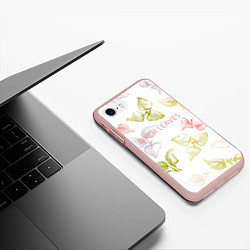 Чехол iPhone 7/8 матовый Birch leaves, цвет: 3D-светло-розовый — фото 2