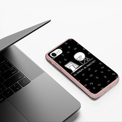 Чехол iPhone 7/8 матовый Обескураженный программист мем, цвет: 3D-светло-розовый — фото 2