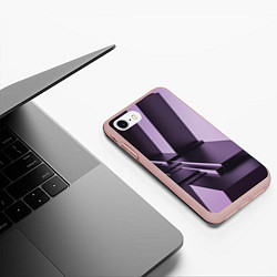Чехол iPhone 7/8 матовый Фиолетовая геометрия, цвет: 3D-светло-розовый — фото 2
