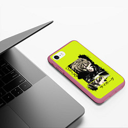 Чехол iPhone 7/8 матовый Генос - киборг, цвет: 3D-малиновый — фото 2