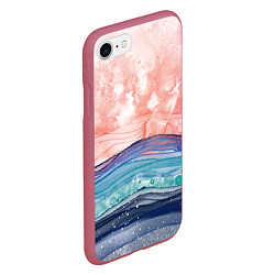 Чехол iPhone 7/8 матовый Абстрактный пейзаж рассвет над морем, цвет: 3D-малиновый — фото 2