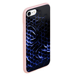 Чехол iPhone 7/8 матовый Синие объемные плиты, цвет: 3D-светло-розовый — фото 2