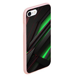 Чехол iPhone 7/8 матовый Объемная текстура с зеленым свечением, цвет: 3D-светло-розовый — фото 2