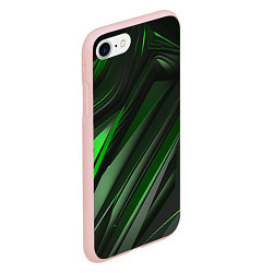 Чехол iPhone 7/8 матовый Green black abstract, цвет: 3D-светло-розовый — фото 2