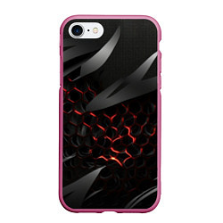 Чехол iPhone 7/8 матовый Black and red abstract, цвет: 3D-малиновый