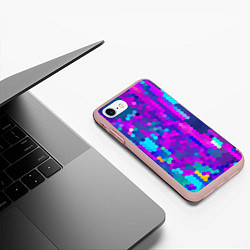 Чехол iPhone 7/8 матовый Шестиугольники неонового цвета, цвет: 3D-светло-розовый — фото 2