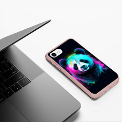 Чехол iPhone 7/8 матовый Панда в неоновых красках, цвет: 3D-светло-розовый — фото 2