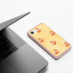 Чехол iPhone 7/8 матовый Наблюдательные лисята, цвет: 3D-светло-розовый — фото 2