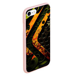 Чехол iPhone 7/8 матовый Оранжевые полосы на неровной текстуре, цвет: 3D-светло-розовый — фото 2