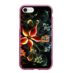 Чехол iPhone 7/8 матовый Абстрактные цветы, цвет: 3D-малиновый