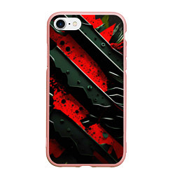 Чехол iPhone 7/8 матовый Черные плашки на красном фоне, цвет: 3D-светло-розовый
