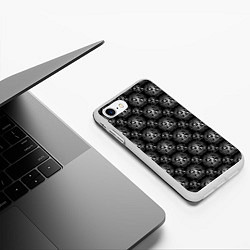 Чехол iPhone 7/8 матовый Черно-белый буквенный паттерн, цвет: 3D-белый — фото 2