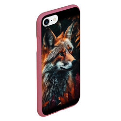 Чехол iPhone 7/8 матовый Рыжий лис на осеннем фоне, цвет: 3D-малиновый — фото 2