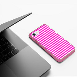Чехол iPhone 7/8 матовый Ярко-розовые полосы, цвет: 3D-малиновый — фото 2