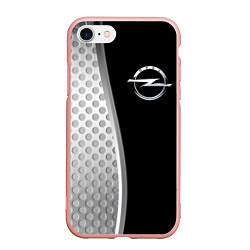 Чехол iPhone 7/8 матовый Опель черный серебристый, цвет: 3D-светло-розовый