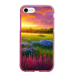 Чехол iPhone 7/8 матовый Летний закат, цвет: 3D-малиновый