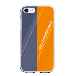 Чехол iPhone 7/8 матовый Counter Strike 2 Blue Orange Pattern, цвет: 3D-белый