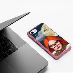 Чехол iPhone 7/8 матовый Рыжая волшебница, цвет: 3D-малиновый — фото 2