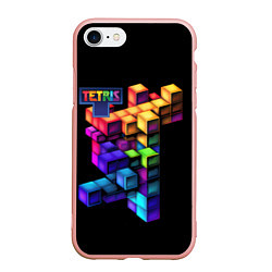 Чехол iPhone 7/8 матовый Tetris game, цвет: 3D-светло-розовый