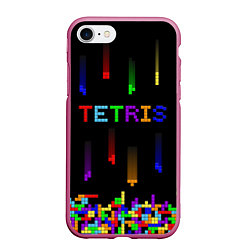 Чехол iPhone 7/8 матовый Falling blocks tetris, цвет: 3D-малиновый