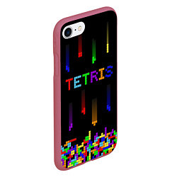 Чехол iPhone 7/8 матовый Falling blocks tetris, цвет: 3D-малиновый — фото 2