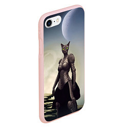 Чехол iPhone 7/8 матовый Лунная кошка, цвет: 3D-светло-розовый — фото 2