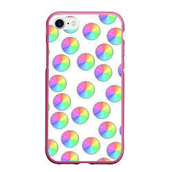Чехол iPhone 7/8 матовый Круги с линиями, спектр, цвет: 3D-малиновый