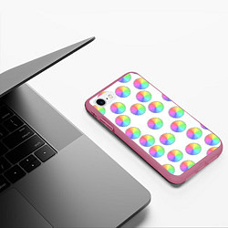 Чехол iPhone 7/8 матовый Круги с линиями, спектр, цвет: 3D-малиновый — фото 2