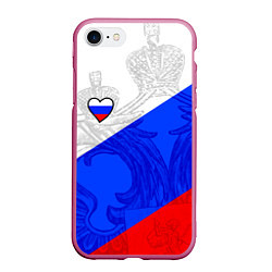 Чехол iPhone 7/8 матовый Сердечко - Россия, цвет: 3D-малиновый