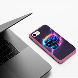 Чехол iPhone 7/8 матовый Череп с молниями, цвет: 3D-малиновый — фото 2