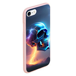 Чехол iPhone 7/8 матовый Стальной череп с молниями, цвет: 3D-светло-розовый — фото 2