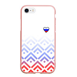Чехол iPhone 7/8 матовый Сердечко россии - треугольники, цвет: 3D-светло-розовый