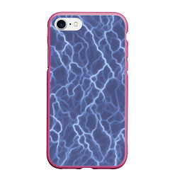 Чехол iPhone 7/8 матовый Электрический разряд на голубом фоне, цвет: 3D-малиновый