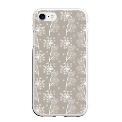 Чехол iPhone 7/8 матовый Белый укроп на серо-бежевом фоне, цвет: 3D-белый