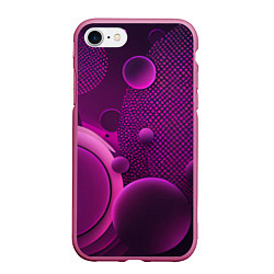 Чехол iPhone 7/8 матовый Фиолетовые шары, цвет: 3D-малиновый