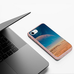 Чехол iPhone 7/8 матовый Пустыня и очертания планеты, цвет: 3D-светло-розовый — фото 2