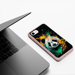 Чехол iPhone 7/8 матовый Панда в желтом и зеленом - нейронная сеть, цвет: 3D-светло-розовый — фото 2