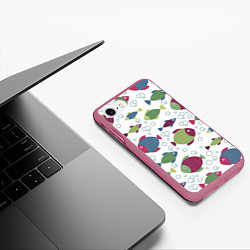 Чехол iPhone 7/8 матовый Милые рыбки, цвет: 3D-малиновый — фото 2