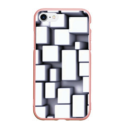 Чехол iPhone 7/8 матовый Объемные белые плиты, цвет: 3D-светло-розовый