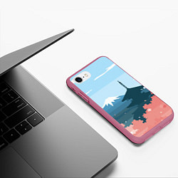Чехол iPhone 7/8 матовый Вид на Фудзияму - Япония, цвет: 3D-малиновый — фото 2