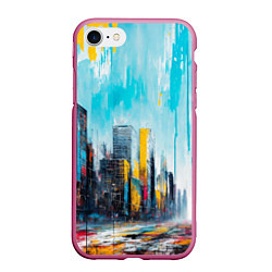 Чехол iPhone 7/8 матовый Палитра города, цвет: 3D-малиновый